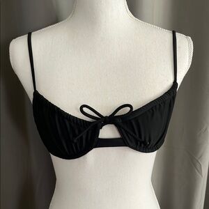 Sexy Black Bow-Front Bikini Top